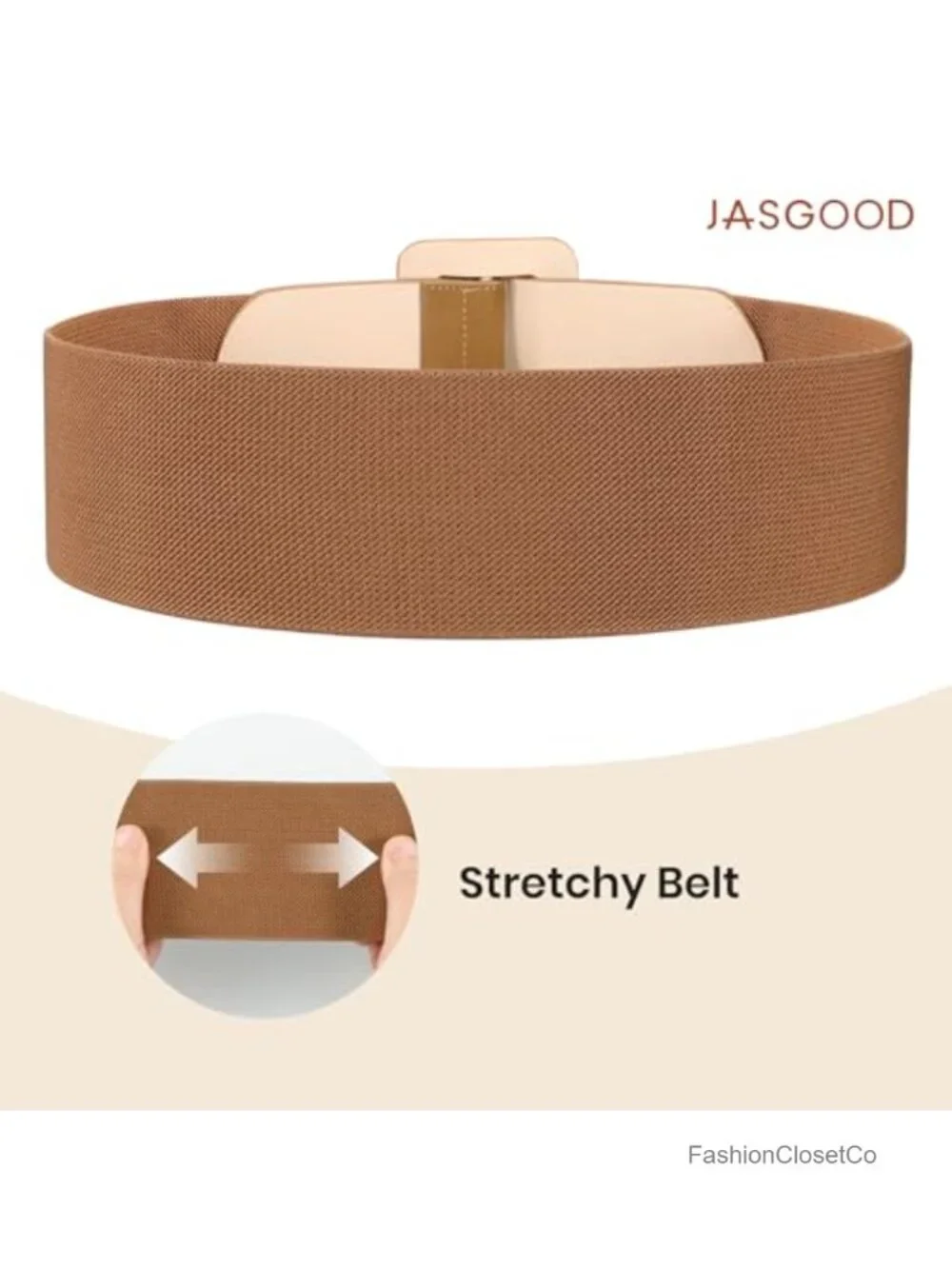 Wide Stretch Suede Belt with Chunky Vintage Square Buckle